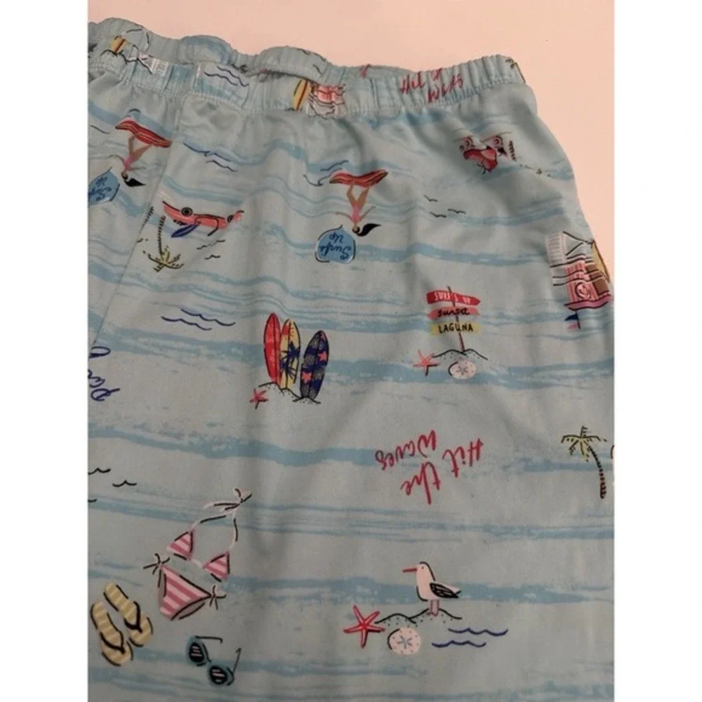 Youth XL 16–18 Pajama Lounge Pants Beach Surf Print Elastic Waist 32